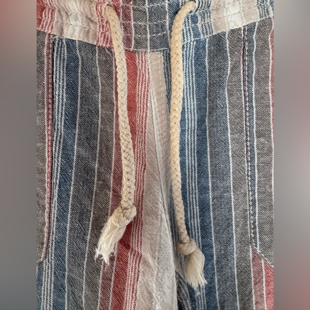 Cali 1850 Printed Linen Pull On Pants - Multi Stripe, size Small - Picture 4 of 8